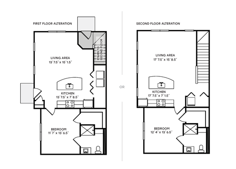 Floor plan for 1 bed, 1 bath, 720 sqft